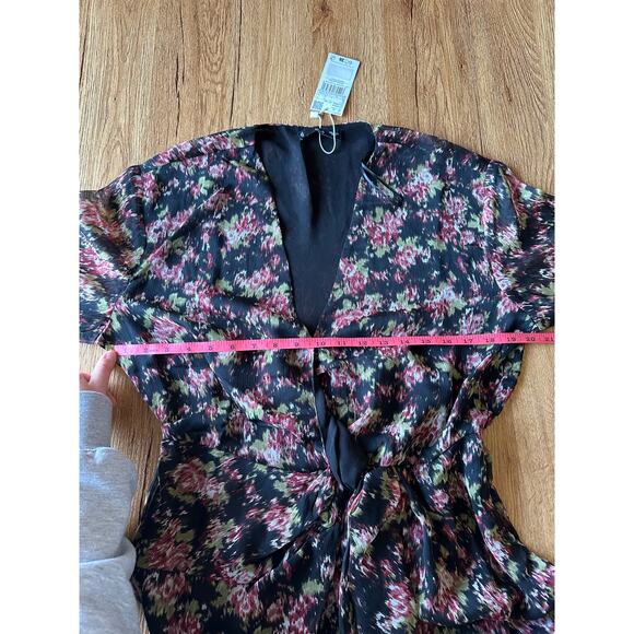 Mango Floral Print Knot Midi Dress Size Large NWT - Picture 9 of 9